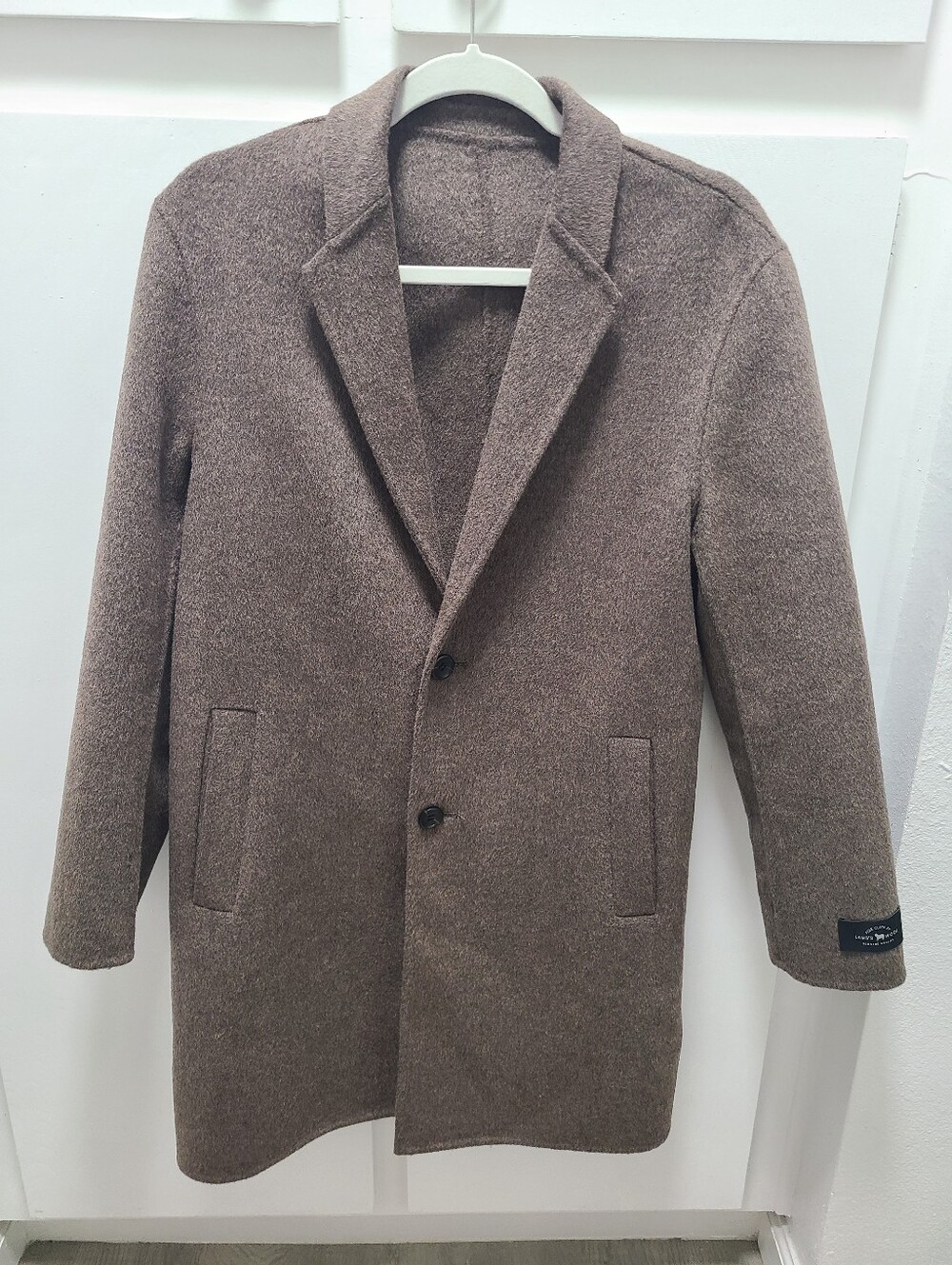 Unbranded Double-Faced Wool Blend Hand-Stitched Mid-Length Coat Women M/L 90s